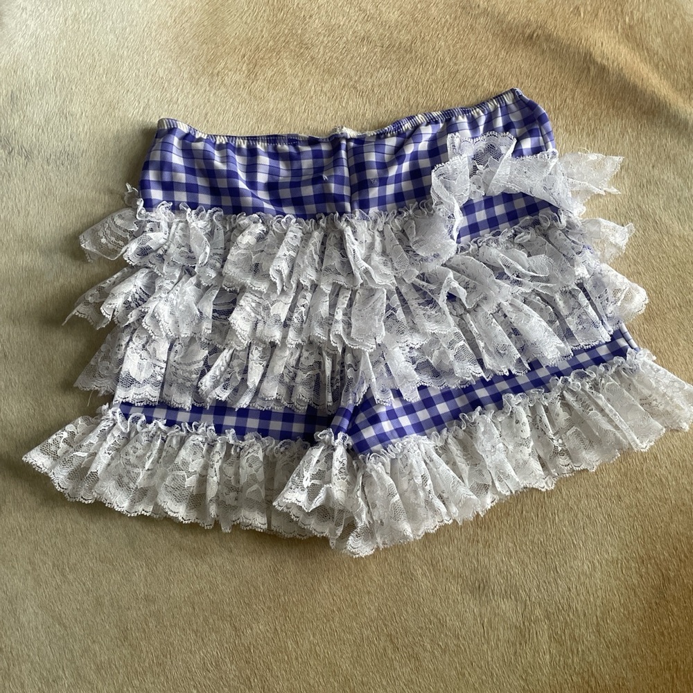 Blue Gingham Ruffle Shorts
